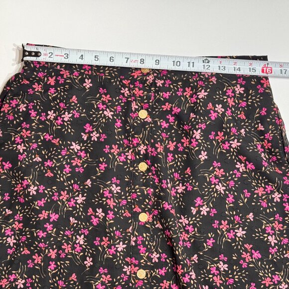 Draper James RSVP Pink Ditsy Floral A-Line Skirt Sz L Button Front Elastic Waist - Picture 10 of 12